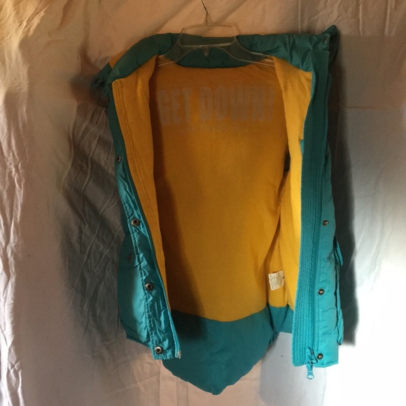 Down Vest SzS removable hood turquoise&yellow - Picture 4 of 8